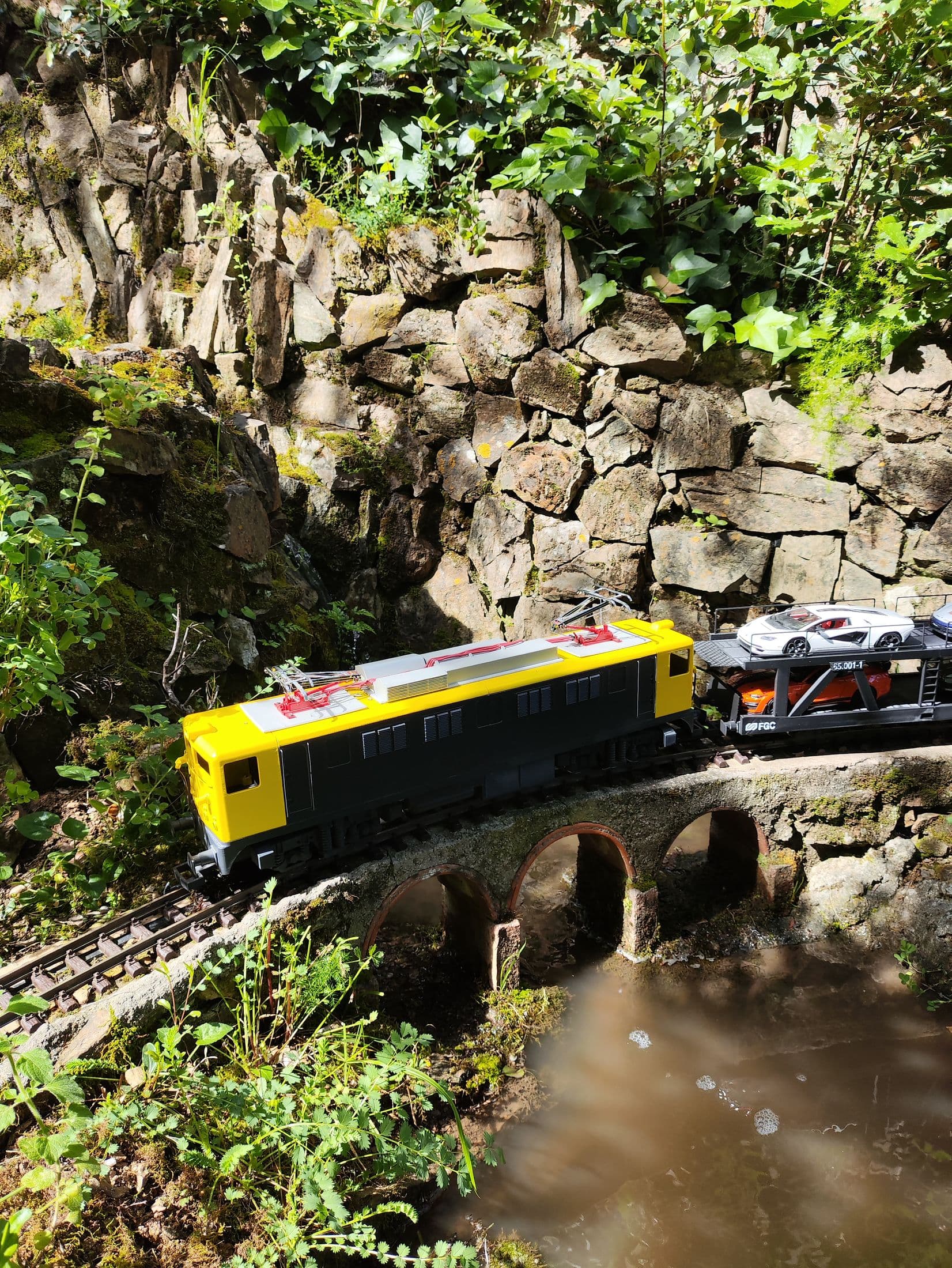 Locomotora saliendo del puente